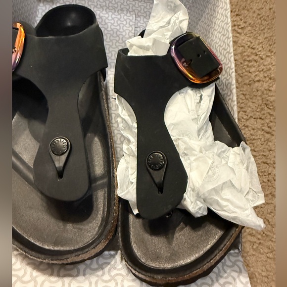 Birkenstock Gizeh Big Buckle Black Nubuck -  Size 42- US11 NWT - Picture 1 of 8
